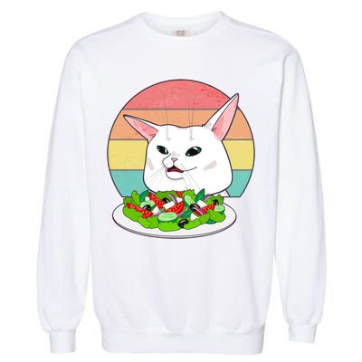Funny Woman Yelling at Table Cat Meme Garment-Dyed Sweatshirt