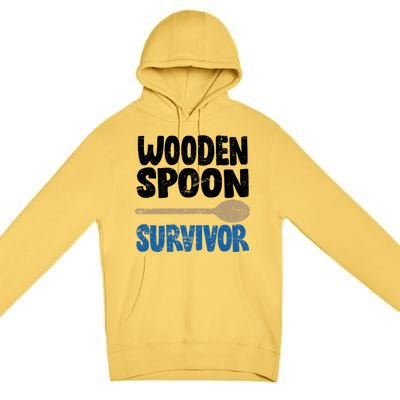 Funny Wooden Spoon Survivor Distressed Premium Pullover Hoodie