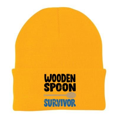 Funny Wooden Spoon Survivor Distressed Knit Cap Winter Beanie