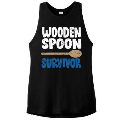 Funny Wooden Spoon Survivor Distressed Ladies PosiCharge Tri-Blend Wicking Tank