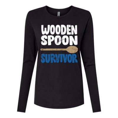 Funny Wooden Spoon Survivor Distressed Womens Cotton Relaxed Long Sleeve T-Shirt