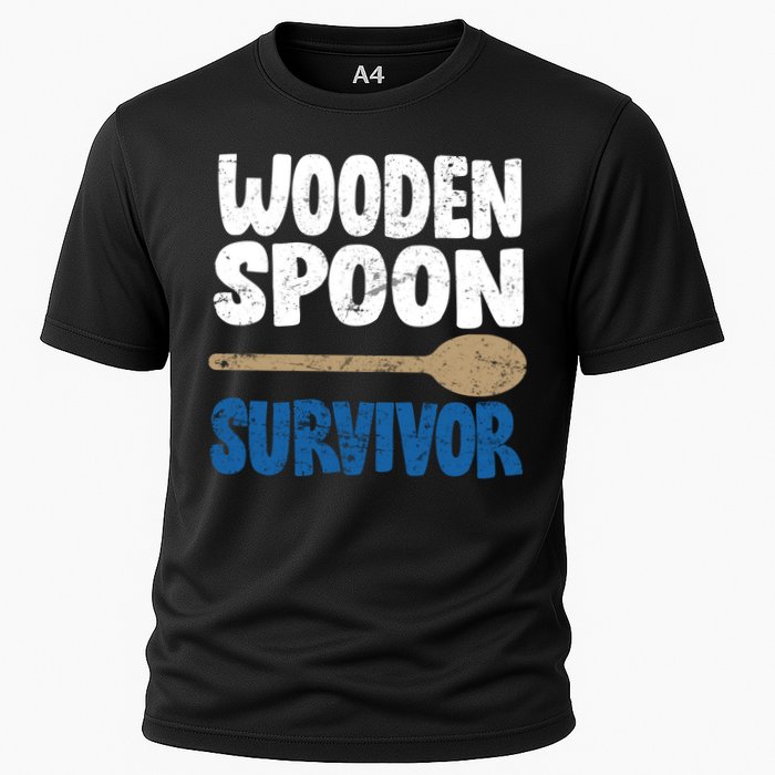 Funny Wooden Spoon Survivor Distressed Cooling Performance Crew T-Shirt
