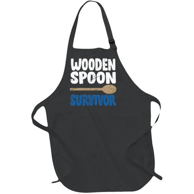 Funny Wooden Spoon Survivor Distressed Full-Length Apron With Pockets