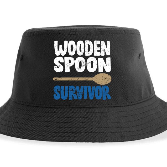 Funny Wooden Spoon Survivor Distressed Sustainable Bucket Hat