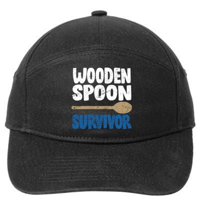 Funny Wooden Spoon Survivor Distressed 7-Panel Snapback Hat