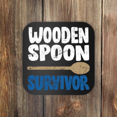 Funny Wooden Spoon Survivor Distressed Coaster