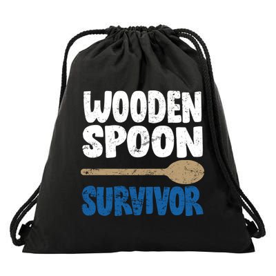 Funny Wooden Spoon Survivor Distressed Drawstring Bag