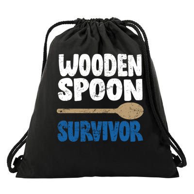 Funny Wooden Spoon Survivor Distressed Drawstring Bag