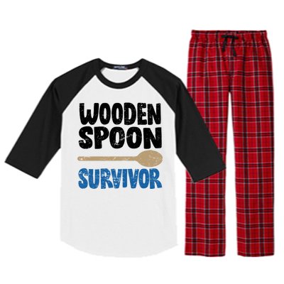 Funny Wooden Spoon Survivor Distressed Raglan Sleeve Pajama Set