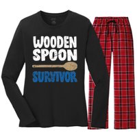 Funny Wooden Spoon Survivor Distressed Women's Long Sleeve Flannel Pajama Set 