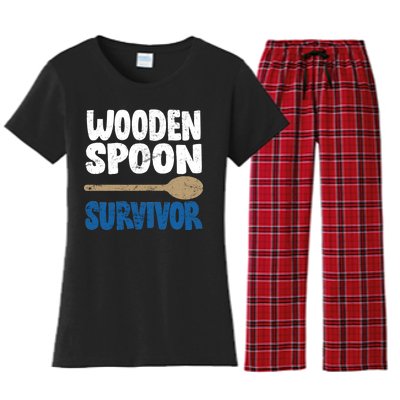 Funny Wooden Spoon Survivor Distressed Women's Flannel Pajama Set