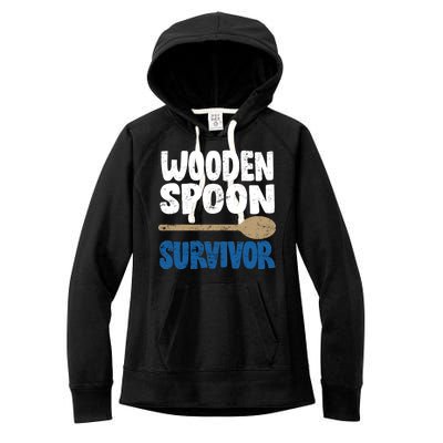 Funny Wooden Spoon Survivor Distressed Women's Fleece Hoodie