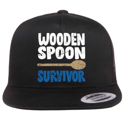 Funny Wooden Spoon Survivor Distressed Flat Bill Trucker Hat