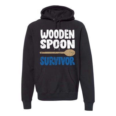 Funny Wooden Spoon Survivor Distressed Premium Hoodie