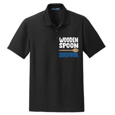 Funny Wooden Spoon Survivor Distressed Dry Zone Grid Polo