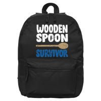 Funny Wooden Spoon Survivor Distressed 16 in Basic Backpack