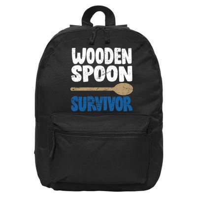 Funny Wooden Spoon Survivor Distressed 16 in Basic Backpack