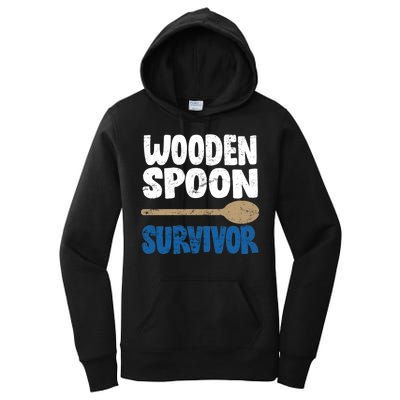 Funny Wooden Spoon Survivor Distressed Women's Pullover Hoodie