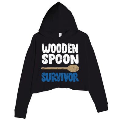 Funny Wooden Spoon Survivor Distressed Crop Fleece Hoodie