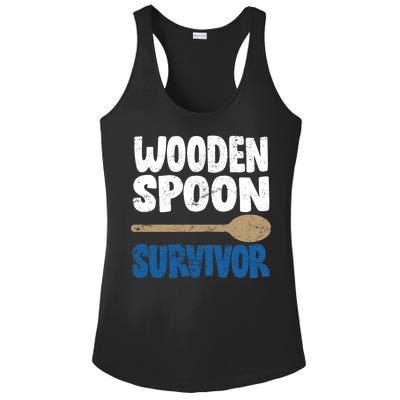 Funny Wooden Spoon Survivor Distressed Ladies PosiCharge Competitor Racerback Tank