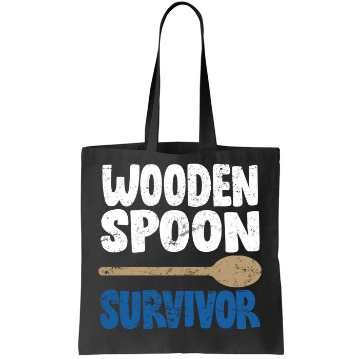 Funny Wooden Spoon Survivor Distressed Tote Bag