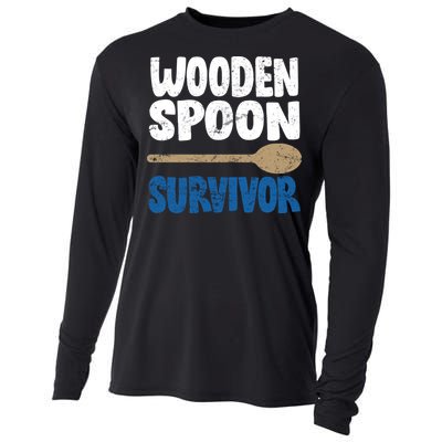 Funny Wooden Spoon Survivor Distressed Cooling Performance Long Sleeve Crew