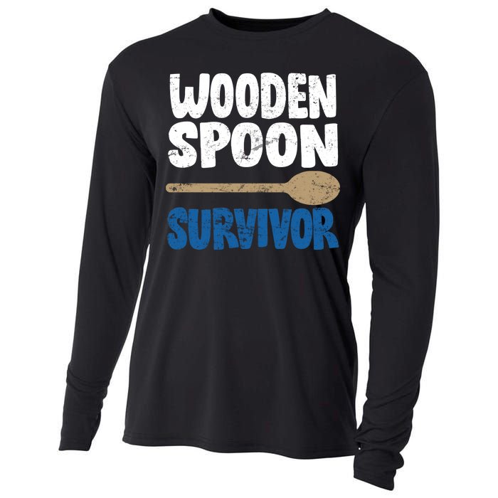 Funny Wooden Spoon Survivor Distressed Cooling Performance Long Sleeve Crew