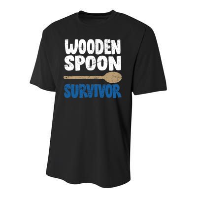 Funny Wooden Spoon Survivor Distressed Youth Performance Sprint T-Shirt