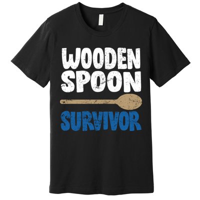 Funny Wooden Spoon Survivor Distressed Premium T-Shirt