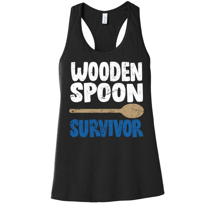 Funny Wooden Spoon Survivor Distressed Women's Racerback Tank