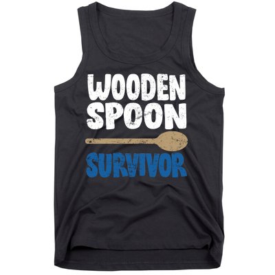 Funny Wooden Spoon Survivor Distressed Tank Top