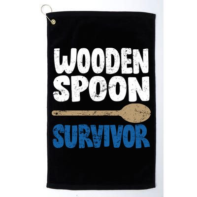 Funny Wooden Spoon Survivor Distressed Golf Towel