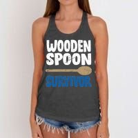 Funny Wooden Spoon Survivor Distressed Women's Knotted Racerback Tank