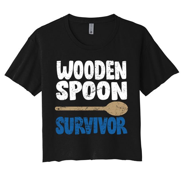 Funny Wooden Spoon Survivor Distressed Crop Top