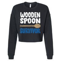 Funny Wooden Spoon Survivor Distressed Cropped Pullover Crew