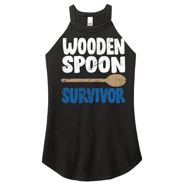 Funny Wooden Spoon Survivor Distressed Women's Perfect Tri Rocker Tank