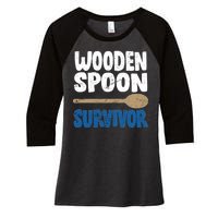 Funny Wooden Spoon Survivor Distressed Women's Tri-Blend 3/4-Sleeve Raglan Shirt