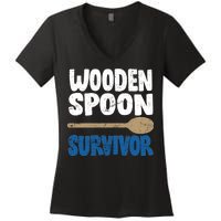 Funny Wooden Spoon Survivor Distressed Women's V-Neck T-Shirt