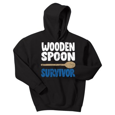 Funny Wooden Spoon Survivor Distressed Kids Hoodie