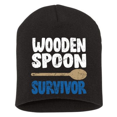 Funny Wooden Spoon Survivor Distressed Short Acrylic Beanie