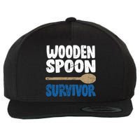 Funny Wooden Spoon Survivor Distressed Wool Snapback Cap