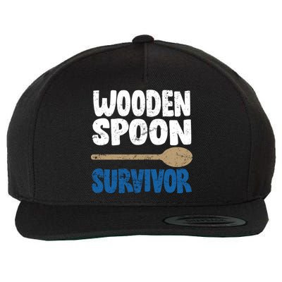 Funny Wooden Spoon Survivor Distressed Wool Snapback Cap