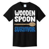 Funny Wooden Spoon Survivor Distressed Kids T-Shirt