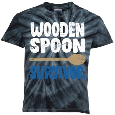 Funny Wooden Spoon Survivor Distressed Kids Tie-Dye T-Shirt