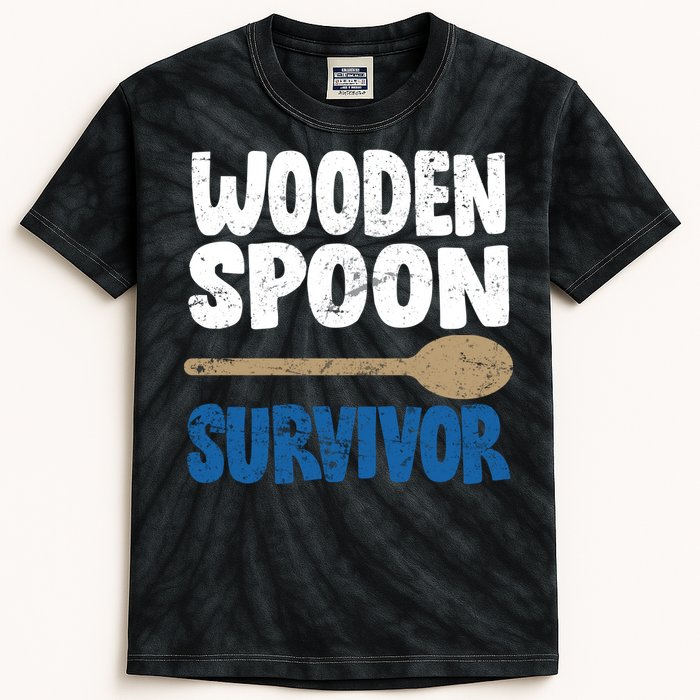 Funny Wooden Spoon Survivor Distressed Kids Tie-Dye T-Shirt