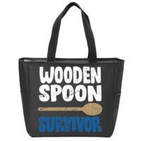 Funny Wooden Spoon Survivor Distressed Zip Tote Bag