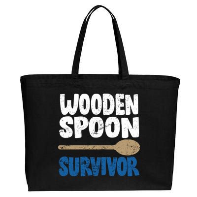 Funny Wooden Spoon Survivor Distressed Cotton Canvas Jumbo Tote