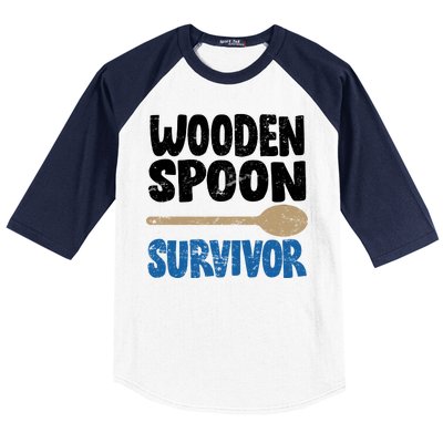 Funny Wooden Spoon Survivor Distressed Baseball Sleeve Shirt