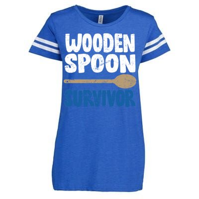 Funny Wooden Spoon Survivor Distressed Enza Ladies Jersey Football T-Shirt