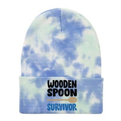 Funny Wooden Spoon Survivor Distressed Tie Dye 12in Knit Beanie